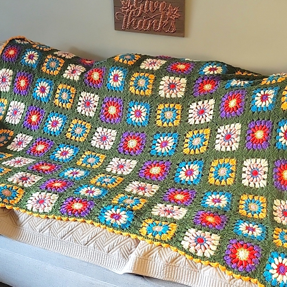 Crochet blanket vintage handmade